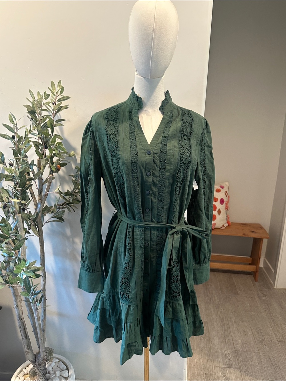 Caslon Lace Panel Long Sleeve Minidress New! - Picture 3 of 10